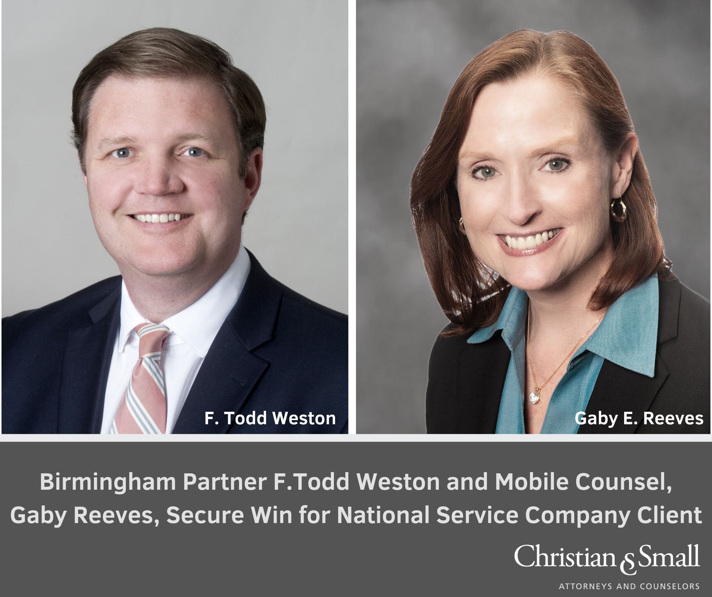 F. Todd Weston and  Gaby Reeves Secure Win for National Service Company Client on Motion to Dismiss in Etowah County, Alabama